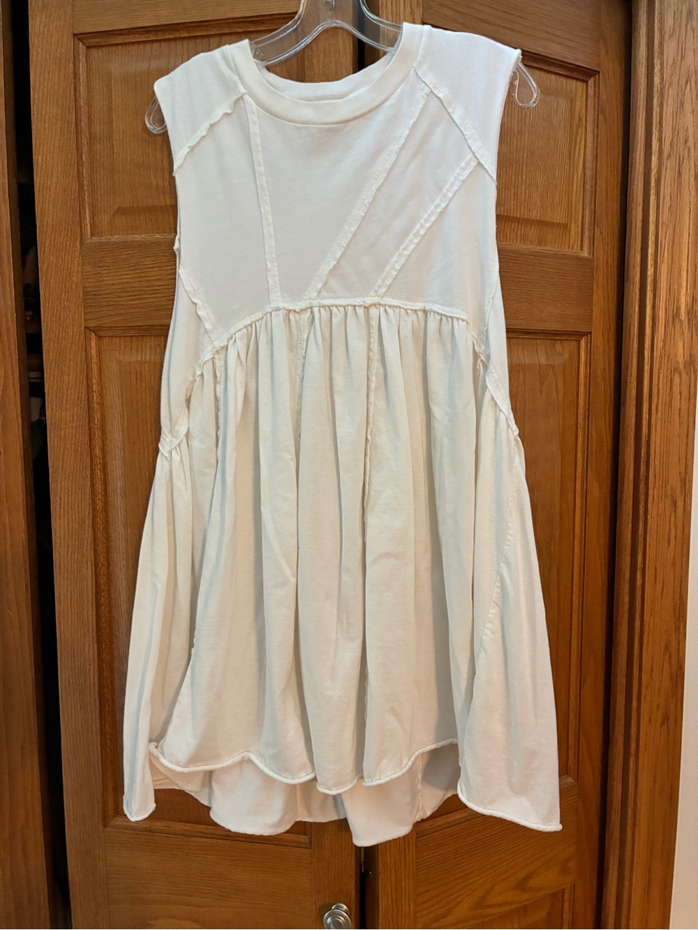 Urban Outfitters Off-White Sleeveless Gathered Swing Dress